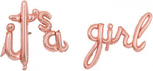Набор шаров-букв (16''/41 см) Мини-Надпись "It`s a Girl", Розовое Золото, 1 шт.