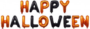 Набор шаров-букв (16''/41 см) Мини-Надпись "Happy Halloween", Черный/Оранжевый, 1 шт. в уп.