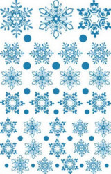Наклейки Снежинки, 20*30 см, Голубой, 1 лист.