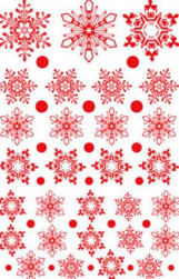 Наклейки Снежинки, 20*30 см, Красный, 1 лист.