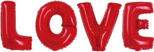 Набор шаров-букв (16''/41 см) Мини-Надпись "LOVE", Красный, 1 шт. в уп.