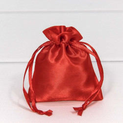Подарочный мешочек, Атласный, Красный, 12*10 см, 1 шт.