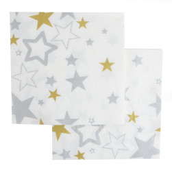 Салфетки, Сверкающие звезды, Белый, 33*33 см, 20 шт.