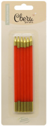 Свечи Люкс, Красный/Золото, Металлик, 0,5*12 см, 6 шт.