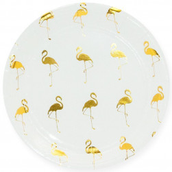 Тарелки (7''/18 см) Золотой фламинго, Белый, Металлик, 6 шт.