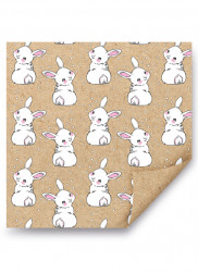 Упаковочная бумага (0,7*1 м) Кролики, Крафт, 1 шт.