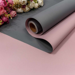 Упаковочная матовая пленка (0,58*10 м) Серый/Розовый, 1 шт.