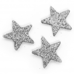 Фигура из пенопласта Звезда, 5 см, Серебро, Металлик, с блестками, 3 шт.