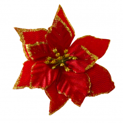 Цветок Пуансеттия, на клипсе, 13 см, Темно-красный, 1 шт.