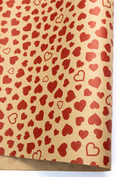 Упаковочная бумага, Крафт (0,7*1 м) Ритм Сердца, Красный, 10 шт.