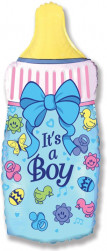 Шар (13''/33 см) Мини-фигура, Бутылочка для малыша мальчика, Голубой, 1 шт.