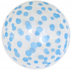 Шар (18''/46 см) Deco Bubble, Голубое конфетти, Прозрачный, Кристалл, 50 шт.