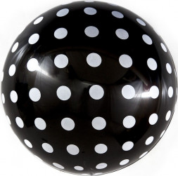 Шар (18''/46 см) Deco Bubble, Белые точки, Черный, 1 шт. в уп.