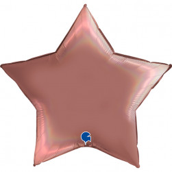 Шар (18''/46 см) Звезда, Розовое Золото, Голография, 1 шт.