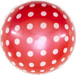 Шар (18''/46 см) Deco Bubble, Белые точки, Красный, 1 шт. в уп.