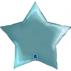 Шар (18''/46 см) Звезда, Лазурно-голубой, Голография, 1 шт.