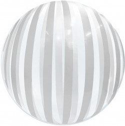 Шар (18''/46 см) Deco Bubble, Серебряные полосы, Прозрачный, Кристалл, 1 шт. в уп.