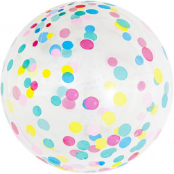 Шар (18''/46 см) Deco Bubble, Разноцветное конфетти, Прозрачный, Кристалл, 50 шт.