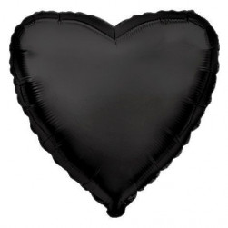 Шар (18''/46 см) Сердце, Черный, 1 шт.