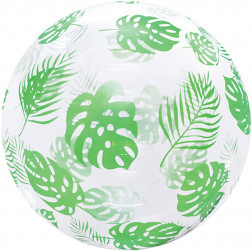 Шар (20''/51 см) Deco Bubble, Тропические листья, Прозрачный, Кристалл, 1 шт. в уп.