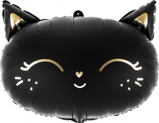 Шар (19''/48 см) Фигура, Голова, Магический котенок, Черный, 1 шт.