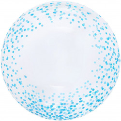 Шар (20''/51 см) Deco Bubble, Голубое конфетти, Прозрачный, Кристалл, 1 шт. в уп.