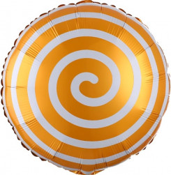 Шар (18''/46 см) Круг, Леденец Спираль, Оранжевый, 1 шт.