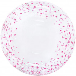 Шар (20''/51 см) Deco Bubble, Розовое конфетти, Прозрачный, Кристалл, 1 шт. в уп.