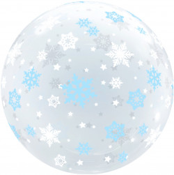 Шар (20''/51 см) Deco Bubble, Снежинки, Прозрачный, Кристалл, 1 шт. в уп.