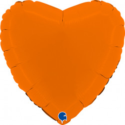Шар (18''/46 см) Сердце, Оранжевый, Сатин, 1 шт.
