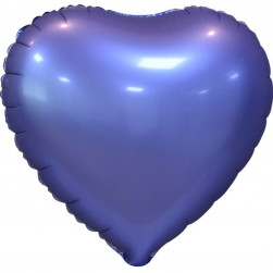 Шар (18''/46 см) Сердце, Фиолетовый, Сатин, 5 шт. в уп.