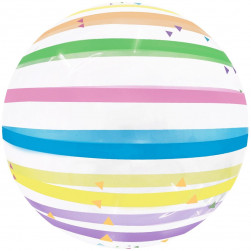 Шар (20''/51 см) Deco Bubble, Разноцветные полоски, Прозрачный, Кристалл, 1 шт. в уп.