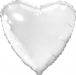 Шар (19''/48 см) Сердце, Белый блеск, 1 шт.