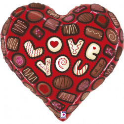 Шар (23''/58 см) Сердце, Люблю Тебя (шоколадное ассорти), 1 шт.