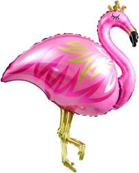 Шар (22''/56 см) Фигура, Фламинго в короне, 1 шт.