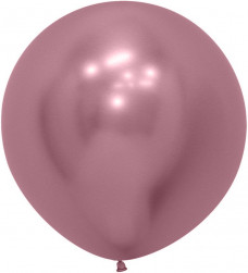 Шар (24''/61 см) Reflex, Зеркальный блеск, Розовый (909), хром, 3 шт.