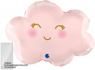 Шар (24''/61 см) Фигура, Маленькое облако, Розовый, Сатин, 1 шт. в уп.