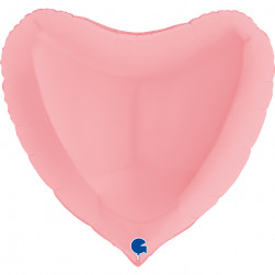 Шар (36''/91 см) Сердце, Нежно-розовый, Макарунс, 1 шт.