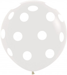 Шар (36''/91 см) Белые точки, Прозрачный (390), кристалл, 5 ст, 10 шт.
