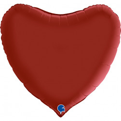 Шар (36''/91 см) Сердце, Рубиновый, Сатин, 1 шт.