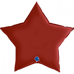 Шар (36''/91 см) Звезда, Рубиновый, Сатин, 1 шт.
