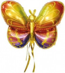 Шар (37''/94 см) Фигура 3D, Бабочка, Карнавальные крылья, Золото, 1 шт.