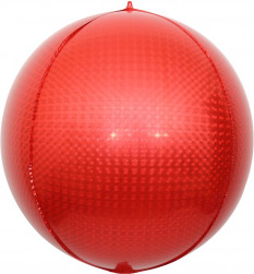 Шар 3D (24''/61 см) Сфера, Стерео, Красный, Голография, 1 шт.