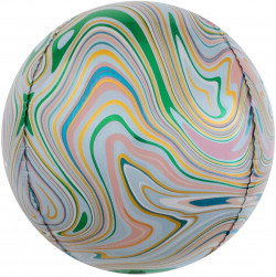 Шар 3D (24''/61 см) Сфера, Мраморная иллюзия, Разноцветный, Агат, 1 шт.