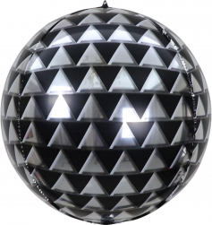 Шар 3D (24''/61 см) Сфера, Геометрия треугольников, Черный/Серебро, Металлик, 1 шт.
