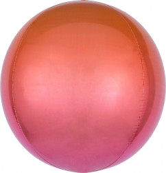 Шар 3D (22''/56 см) Сфера, Красный/Фуше, Градиент, 1 шт.