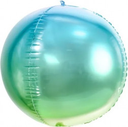 Шар 3D (24''/61 см) Сфера, Зеленый/Голубой, Градиент, 1 шт.