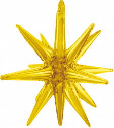 Шар 3D (23''/58 см) Звезда, Объемная, Золото, 1 шт.