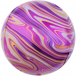 Шар 3D (24''/61 см) Сфера, Мраморная иллюзия, Фуше, Агат, 1 шт.