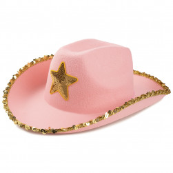 Шляпа, Кантри Гламур, с золотой звездой, фетр, Розовый, 1 шт.
